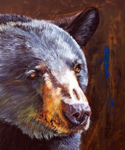 “Black Bear the Messenger” 20 x 24 inches | Oils over Acrylics on handcrafted wood panel