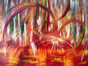 "Sparkle on a Fire" oil on canvas