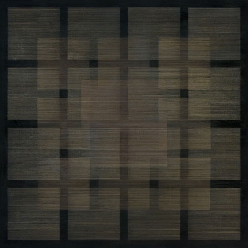 Polyphony I 2013, 30x30x2in silver/gold/copperpoint, black gesso on panel  (private  collection)